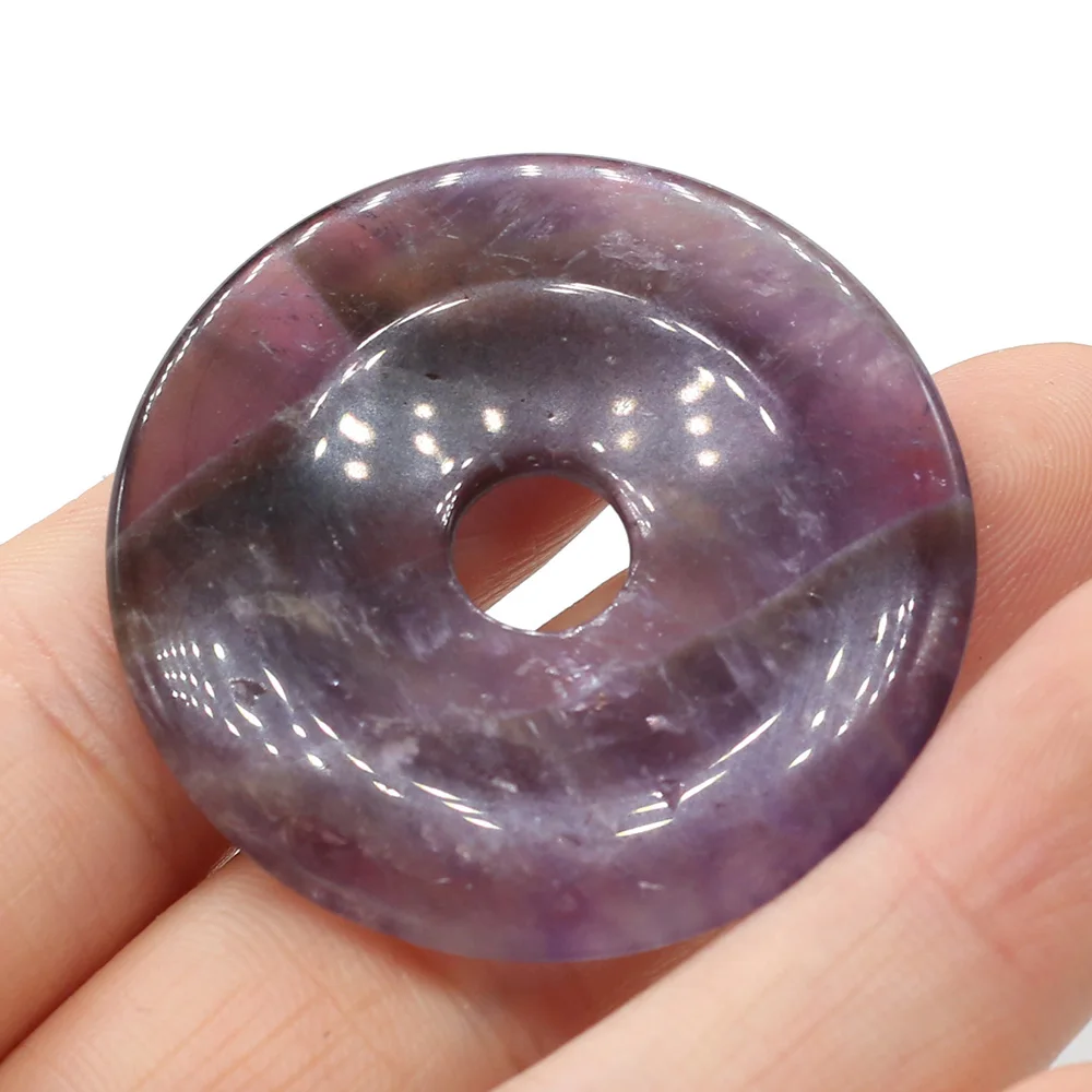 Natural Stone Amethysts Rose Quartz Tiger Eye Stone Big Hole Beads Pendant for Jewelry Making Necklace for Women Size 40x40x6mm