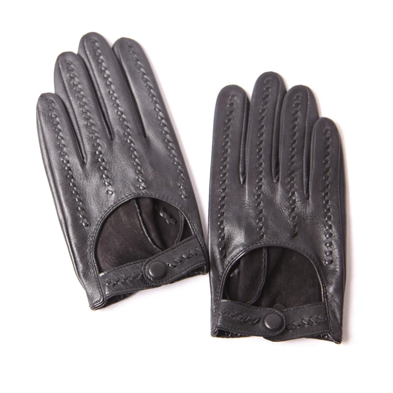 

Spring Autumn Sheepskin Gloves Male Locomotive Driving Genuine Leather Fashion Woven Men Gloves Thin Unlined M063N-2