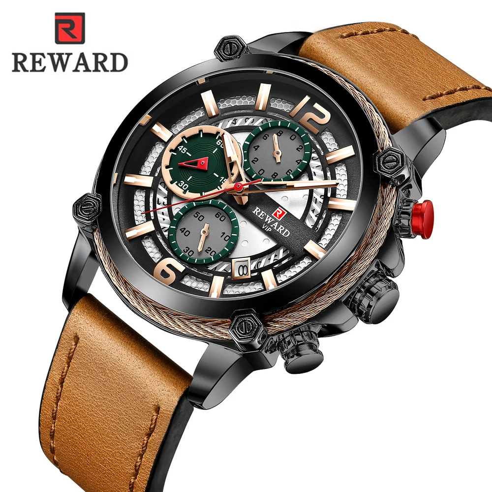

Men’s Watches Top Brand Luxury Reward Chronograph Quartz Men Watch Waterproof Sport Wrist Watch Men Big Dial Male Clock