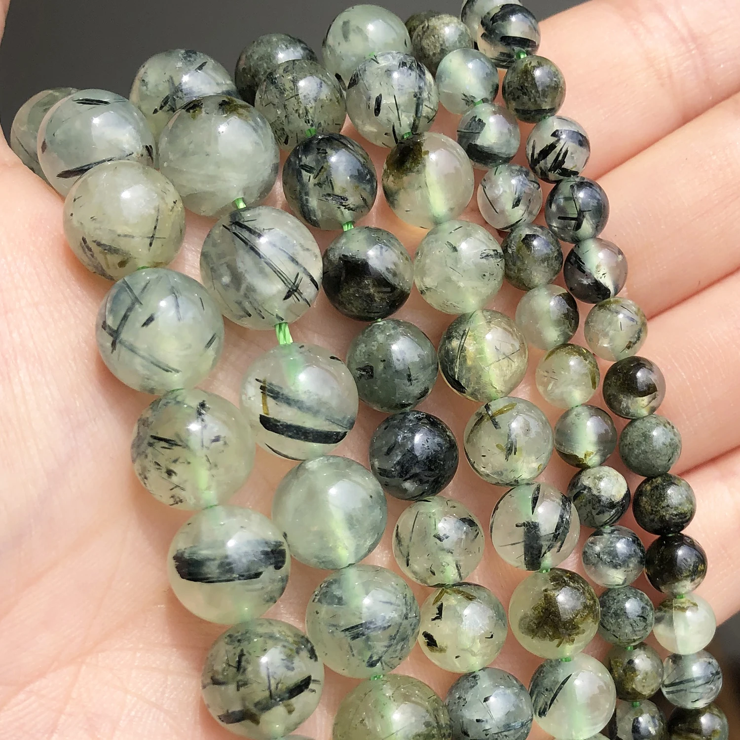 6 8 10mm AA Green Prehnites Jades Stone Round Loose Spacer Minerals Beads for Jewelry Making DIY Bracelet Accessories 15\'\'Inches