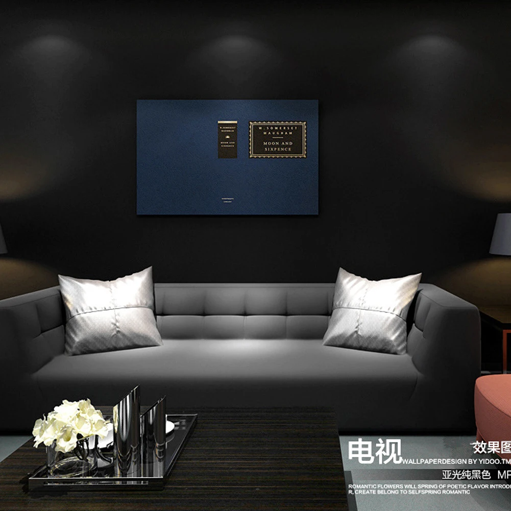 Imagem -03 - Falso Papel de Parede de Couro Fosco Padrão de Seda 3d Cor Lisa Pvc à Prova Impermeável Água Sala Estar Quarto Decoração Preto do