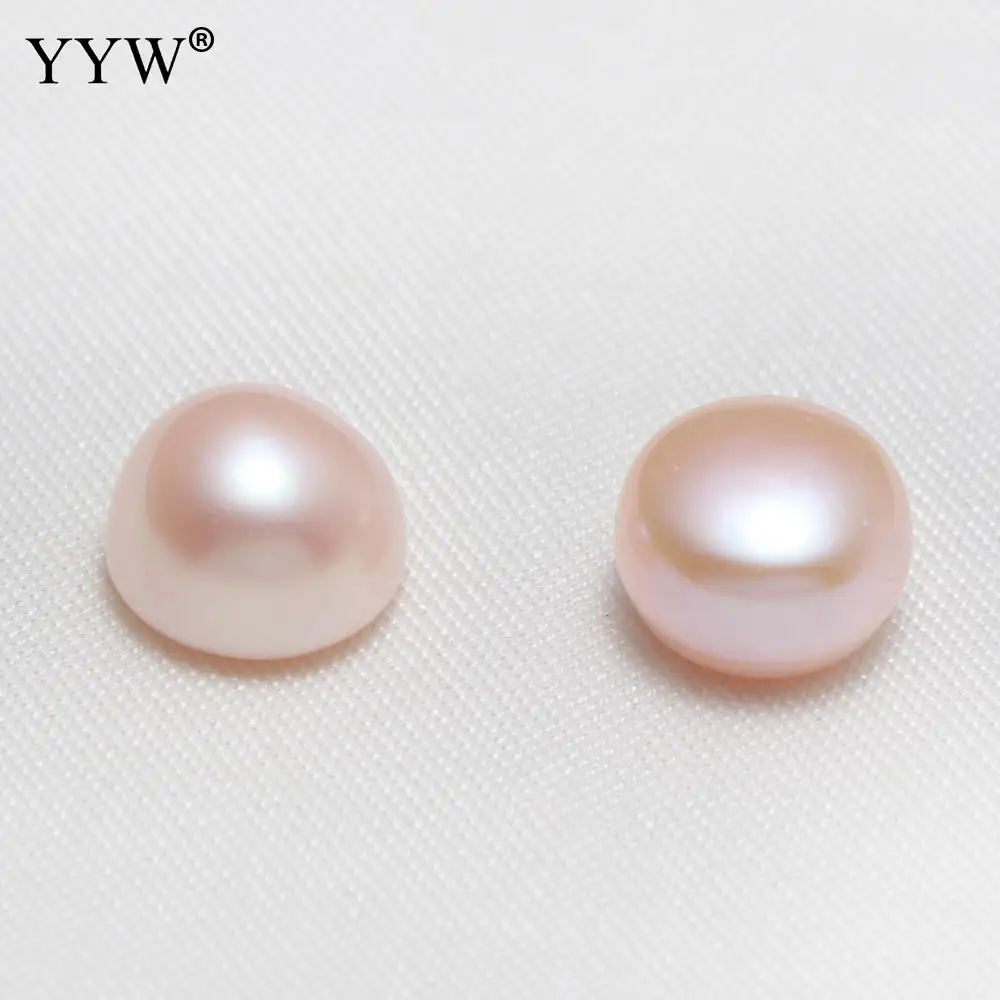 1pair Cultured Half Drilled Freshwater Pearl Beads Potato Natural Half-Drilled Pink Pearl Beads For DIY Earring Jewelry Making