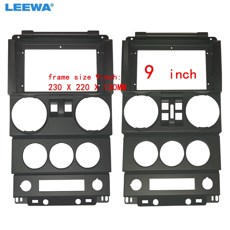 

LEEWA Car Audio 9" Big Screen DVD Fascia Frame Adapter For JEEP Wrangler Rubicon (2WD/4WD) 2Din Dash Installation Panel Frame