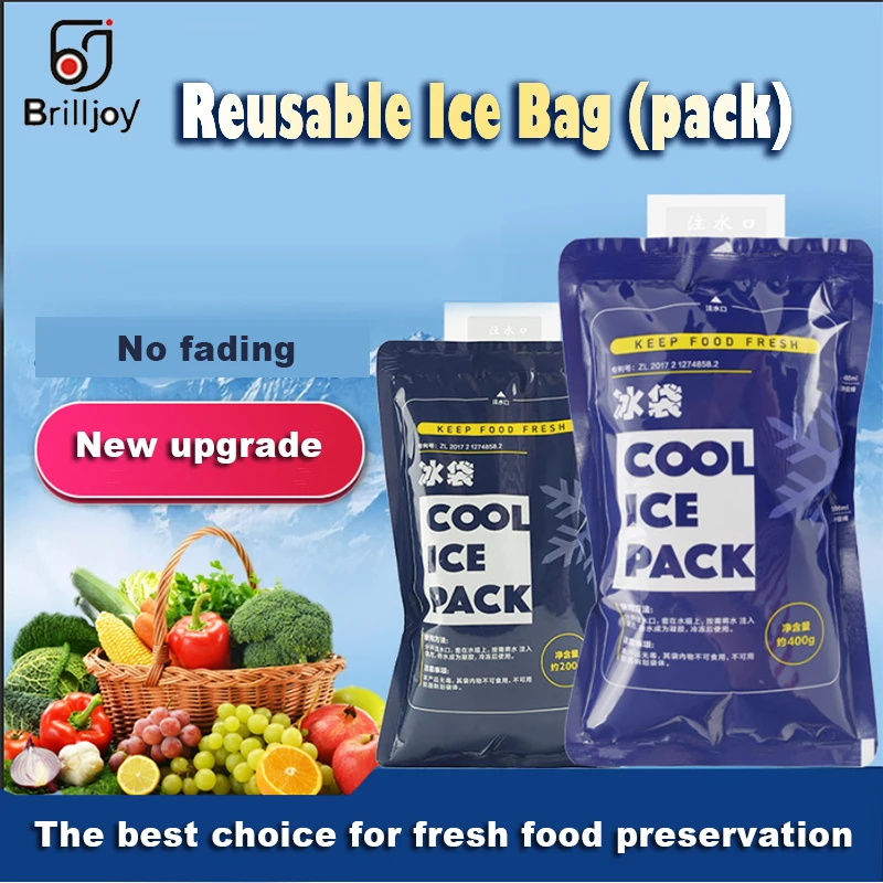 Sac de Glace Multifonctionnel Réutilisable, Mise à Niveau, Boîte à Déjeuner, Boîtes Alisens, Glacière PE, Injection d\'Eau, Paquets de Glace