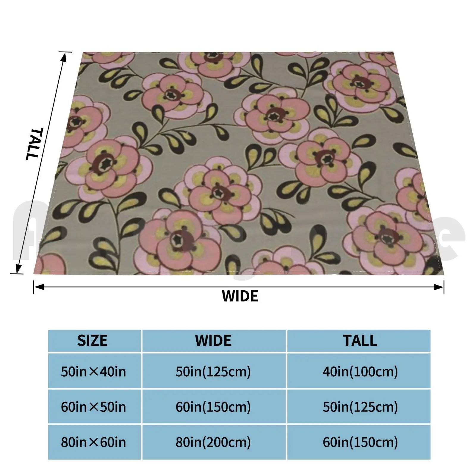Flowers Design Blanket Fashion Custom Floral Flowers Pattern Pretty Vintage Pink Girly Roses Shabby Chic