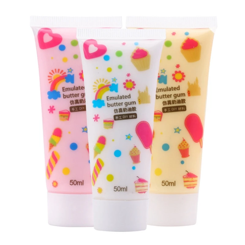 2 pezzi 50g crema di simulazione argilla gel adesivo multicolore falso torta montata crema colla custodia per telefono fai da te kit di conchiglie decorazioni per la casa fatte a mano