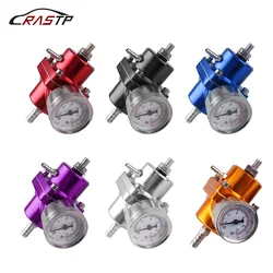 RASTP-High Quality 0-140 PSI Adjustable Fuel Pressure Regulator/FPR Gauge For BMW E39 5 Series Facelift 2000-2003 RS-FRG001