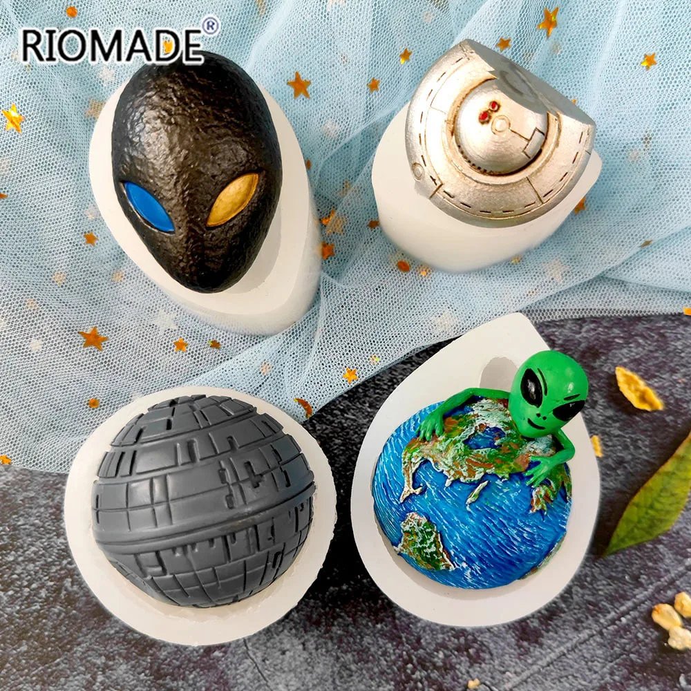 Extraterrestrial Silicone Mold Alien Planet UFO Model Fondant Cake Decorating Tools For Resin Clay Gypsum Fridge Magnet Mould