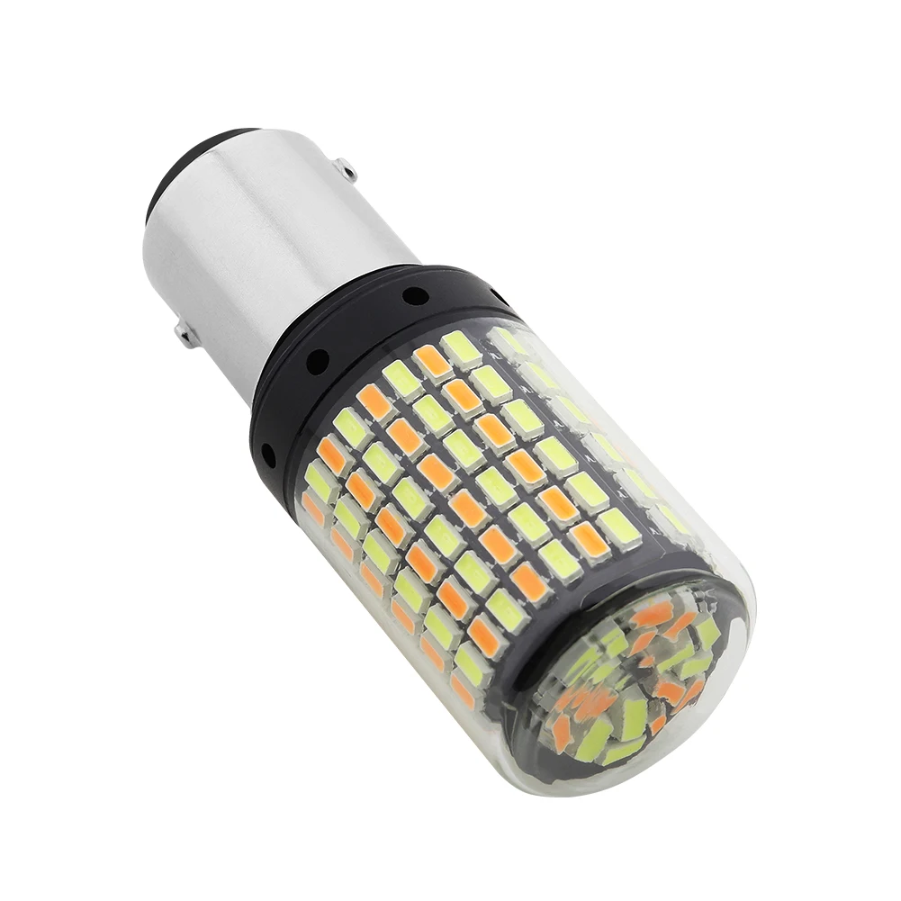 2Pcs 1157 BAY15D LED Light 3014 168SMD White Amber Double Color Switch DRL P21/5W For Car Turn Signal Lamp Reverse Lamp Bulb