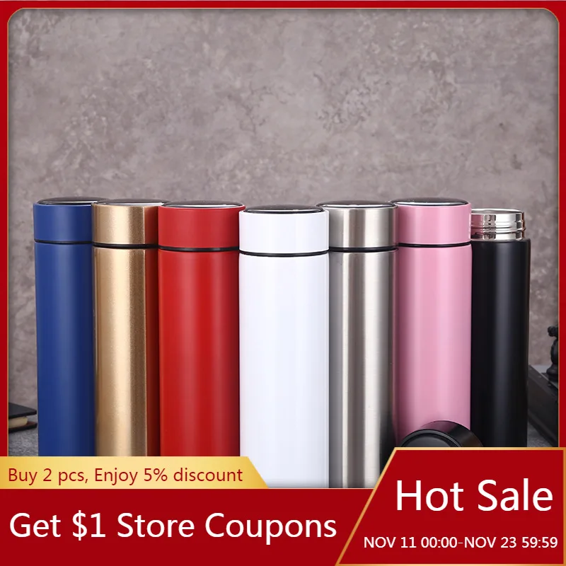 

500ML Thermos Bottle Smart 304 Stainless Steel Vacuum Water Cup Temperature Display Cup Business Gift in-Car Thermos