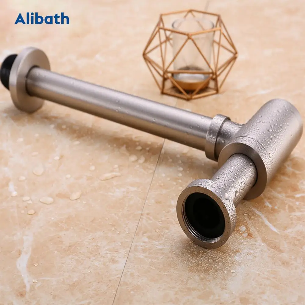 Basin Drain Siphon Bathroom Sink Bottle Trap Modern Pop Up Filter Fixture Stopper Set Brushed Nickel Washbasin Accessory