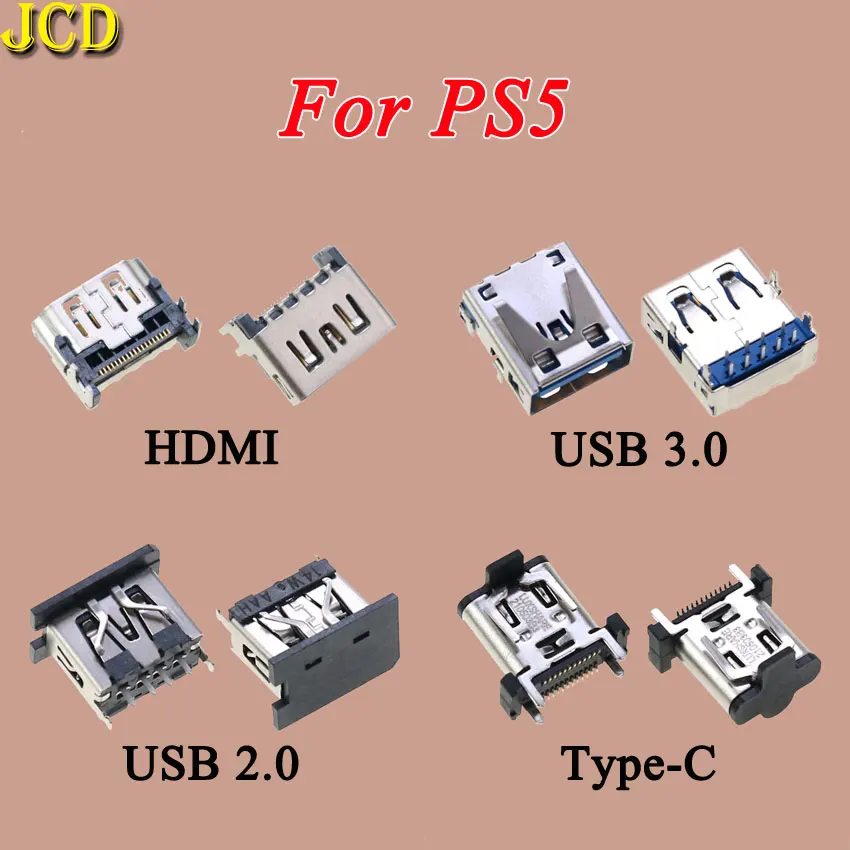 JCD 1PCS USB Type-C Super-Speed Port For PS5 Console Type-A Port Hi-Speed USB 2.0 3.0 Socket Connector HDMI-compatible Interface