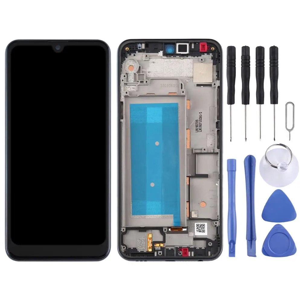 LCD Screen and Digitizer Full Assembly with Frame for LG Q60,Double SIM(Black)