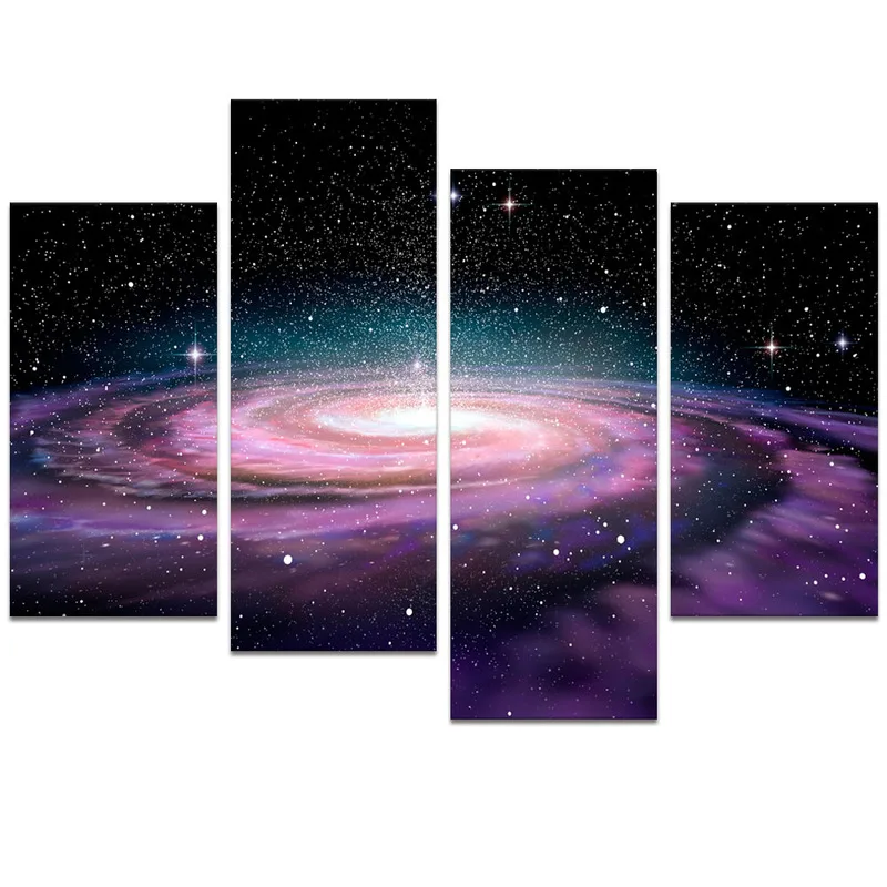 

4 Pieces Beautiful Galaxy Home Decor Poster Universe Nebula Print Canvas Art Modern Style Picture Living Room Wall Art