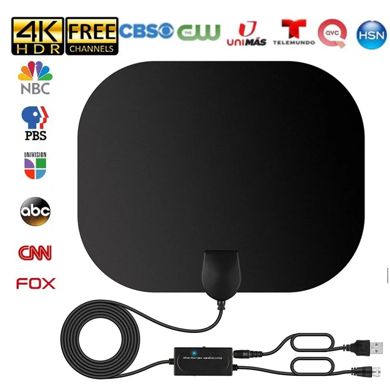 Indoor digital HD DVB-T2 TV antenna with switch regulator amplifier signal intensifier ground wave HDTV antenna