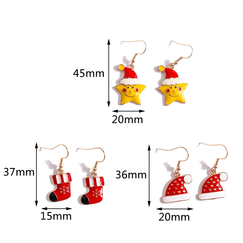 Leslie Mix Stile Winter Frohe Weihnachten Ohrringe Mode Schneeflocke Baum Santa Claus Deer Tropfen Ohrringe Neue Jahr Schmuck Geschenke – Detail 8