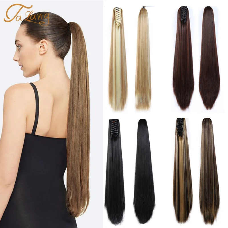 TALANG Long Straight Ponytail Wigs Clip In Hair Tail Ponytail Hairpins Synthetic Heat Resistant Extensions Fake Hairpiecs