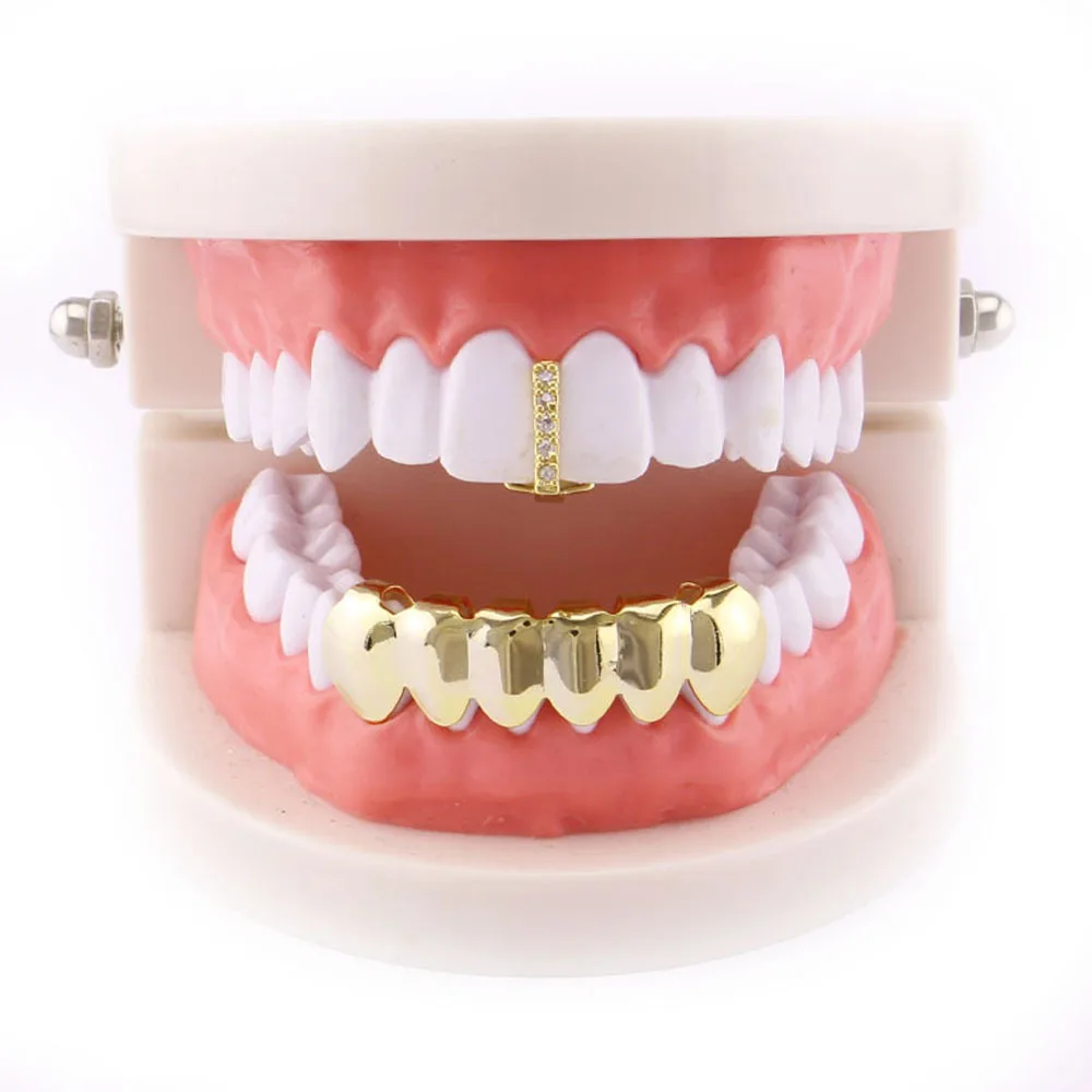 1 قطعة الذهب الفضة اللون Grillz الأسنان غطاء كريستال عصا شكل أعلى الأسنان حالة روك الهيب هوب غطاء الأسنان الشوايات الأقواس الأسنان ديكور #3
