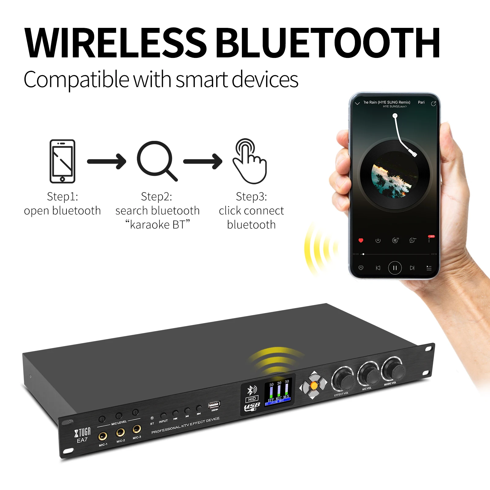 XTUGA-Procesador de efectos digitales, dispositivo profesional con Bluetooth, entrada/salida de fibra óptica para cine en casa, KTV