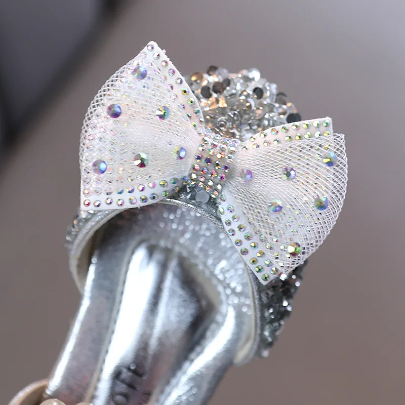 Hot Sale Girls Sequin Pearl Bow Kids Shoes Cute Princess Shoes Spring Summer New Sandals Children Party Dance Single Shoes G509