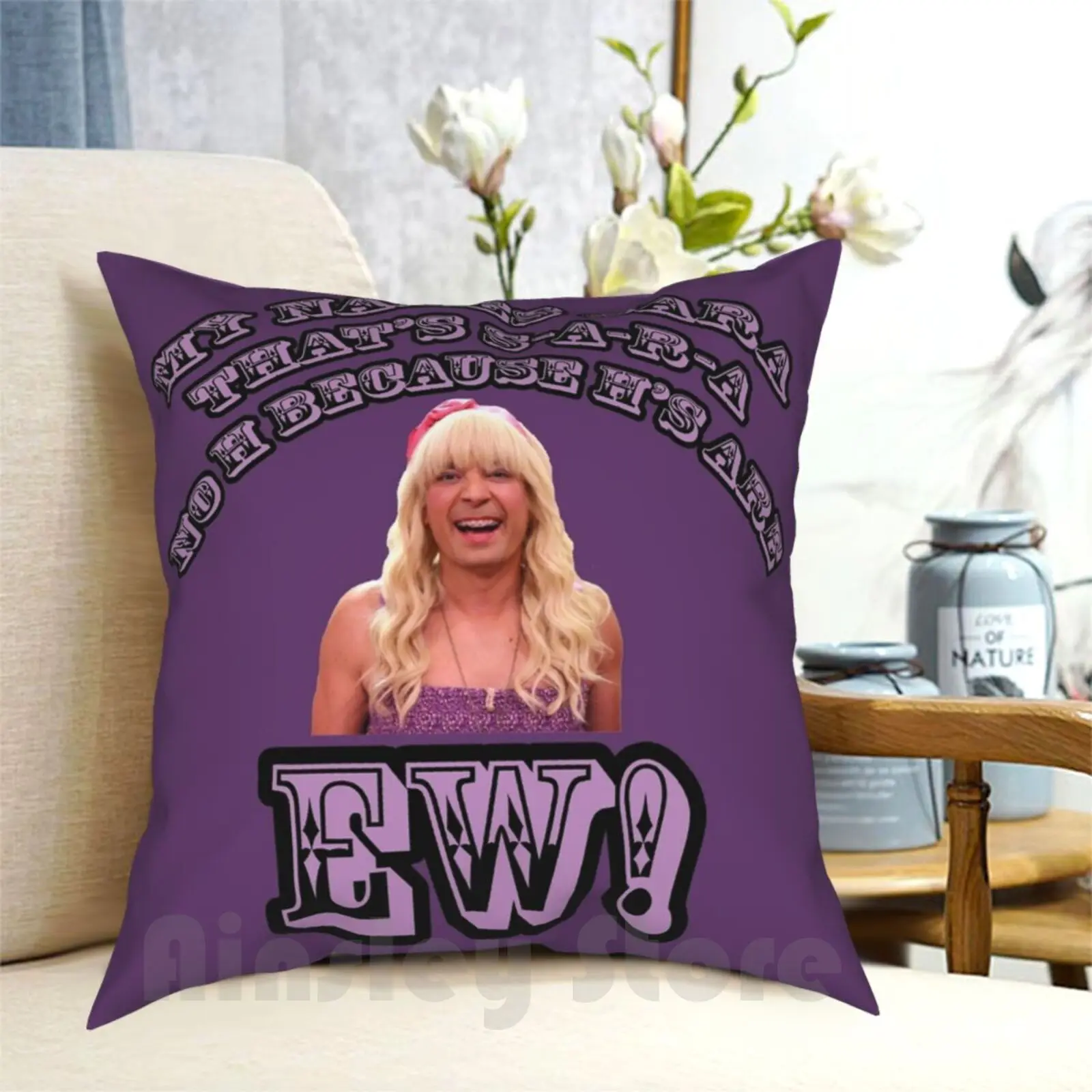 Jimmy Fallon Ew! Pillow Case Printed Home Soft Throw Pillow Jimmy Fallon Ew Sara No H Funny