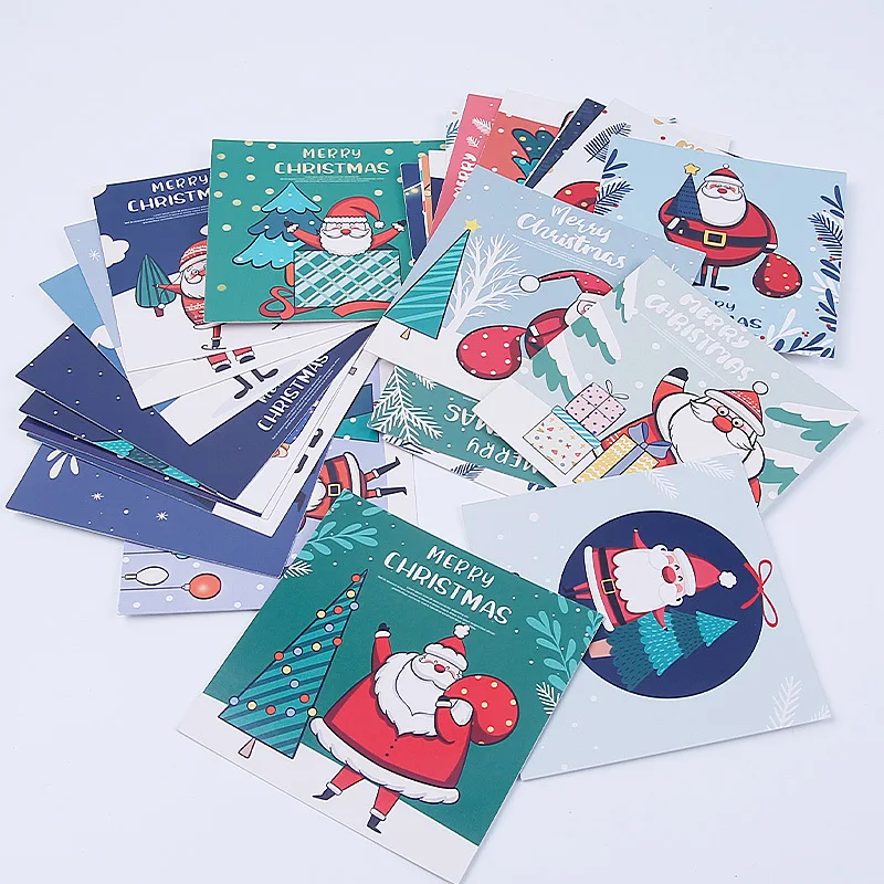 30 pcs/set Exquisite Merry Christmas Postcard  Letter Cartoon santa snowman Message Greeting Cards Gift New Years Postcards