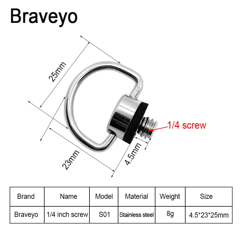 Tornillo de Metal para cordón de cámara, placa de montaje rápido 1/4, accesorio para trípode, cabeza de bola, SLR, portátil, 1/4-20