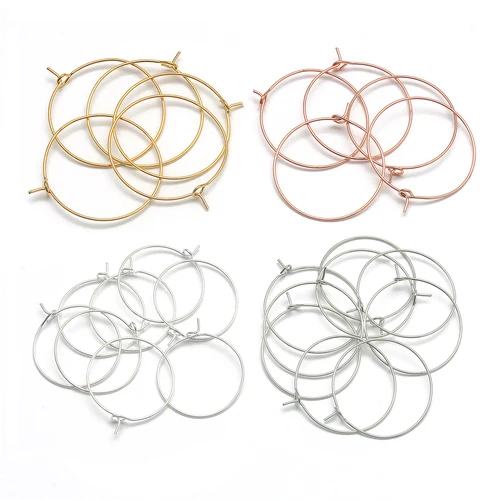 골드 도금 구리 소재 후프 큰 원형 귀 와이어 50 개 20 25 30mm, 쥬얼리 제작 DIY 귀걸이 액세서리 