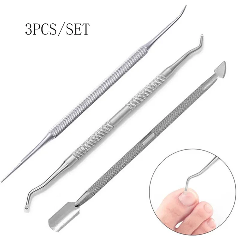 3pcs Hook Ingrown Double Ended Ingrown Toe Correction Lifter File Toe Nail Care Manicure Pedicure Toenails Clean Foot Care Tool