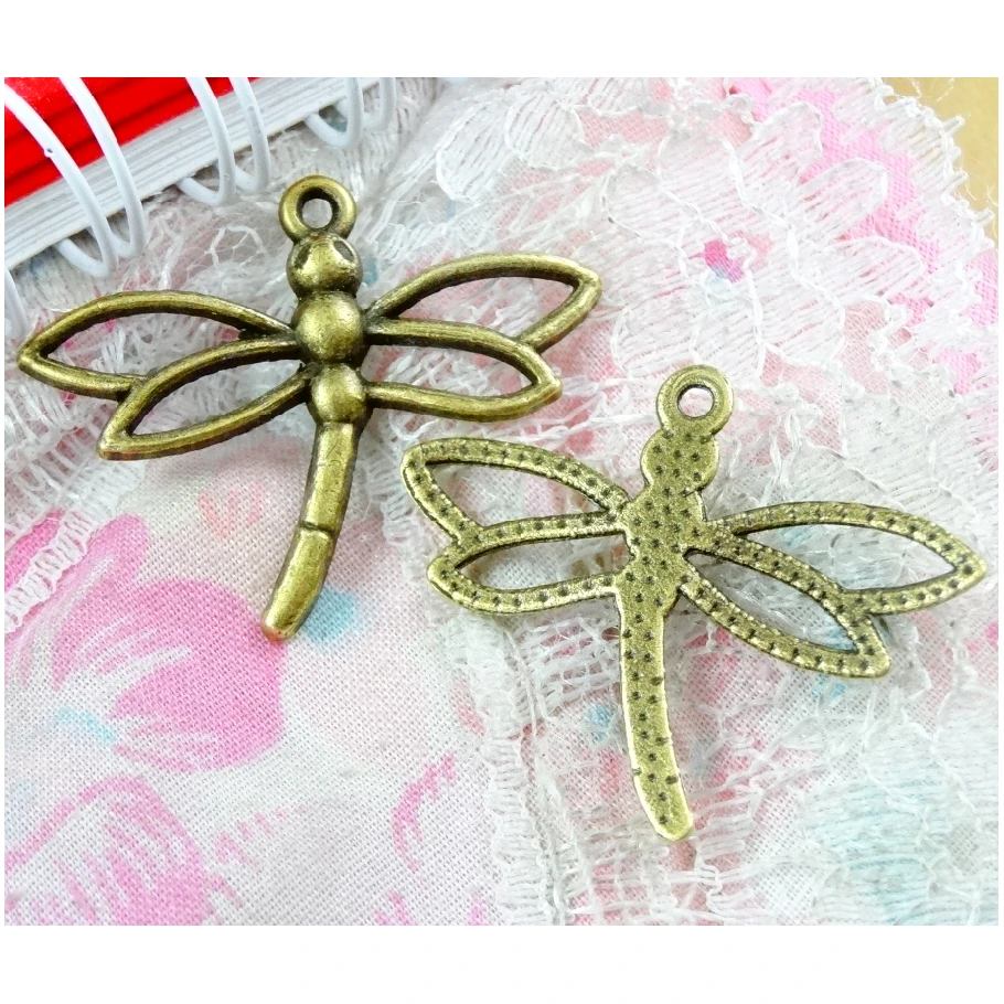 

60pcs/lot Antique Bronze Dragonfly Charms Pendants Findings 26*33mm DIY jewelry accessories