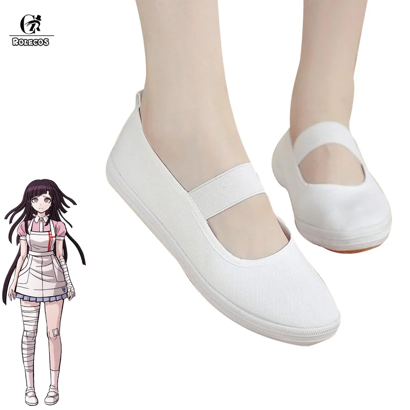 ROLECOS Super Danganronpa 2 Mikan Tsumiki Cosplay Shoes White School Sport Shoes Gymnastics Dance Show Shoes