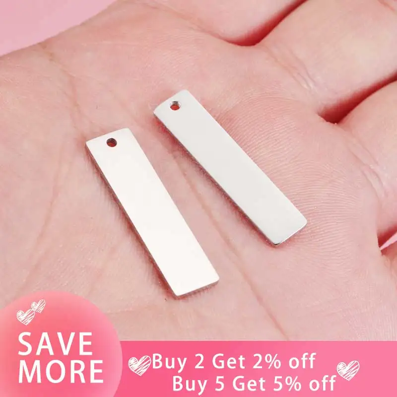 Fnixtar Rectangle Charms DIY Mirror Polished Stainless Steel Blank Stamping Tags Pendant  7/8x32mm 20piece/lot