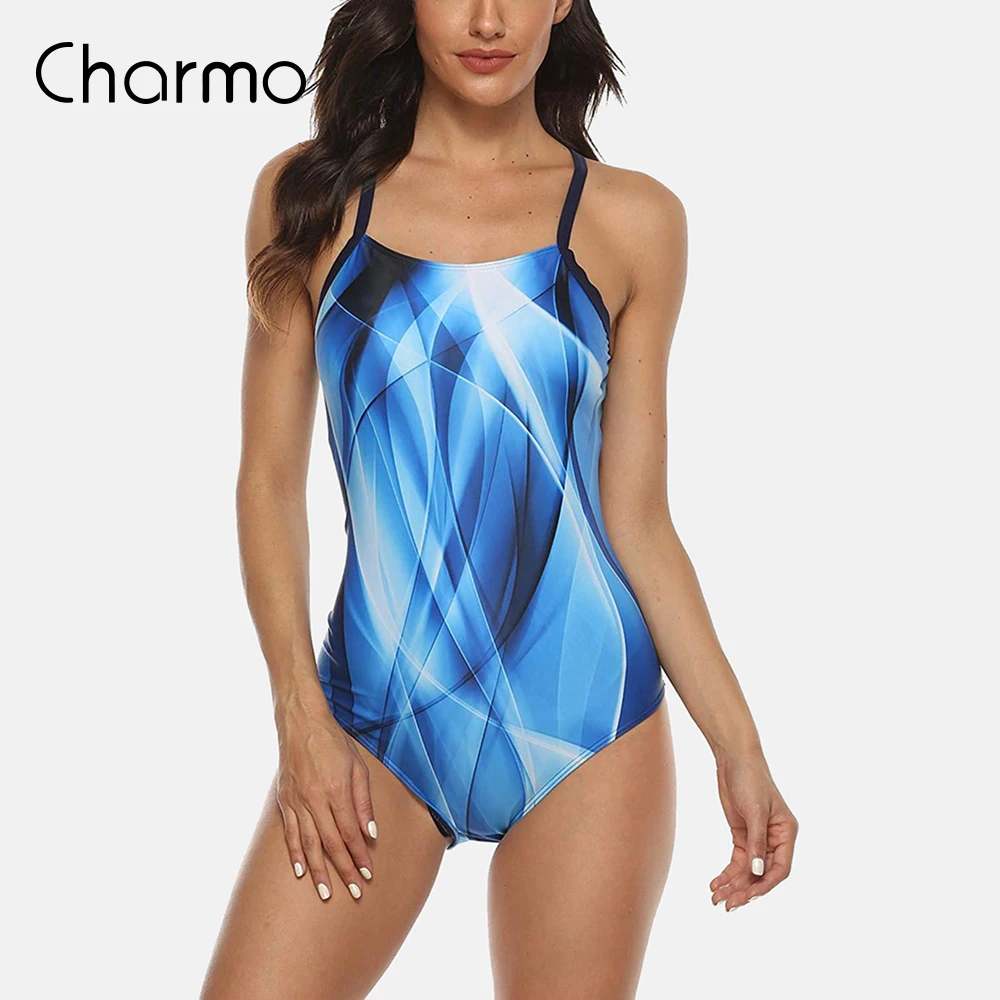 Charmo Women jednoczęściowy sportowy strój kąpielowy sportowe stroje kąpielowe sportowiec Bikini Backless Beach Wear kostiumy kąpielowe