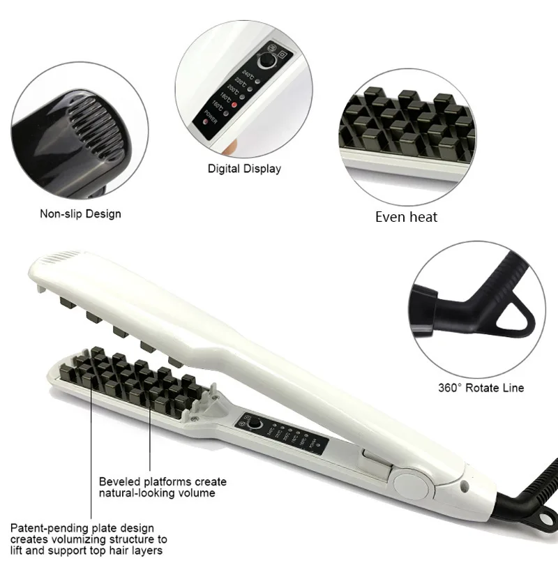 Professional Volumizing Hair Iron Straightener Comb Increase Hair Volume Fluffy Hair Straightener Flat Irons Fluffy Corn Perm