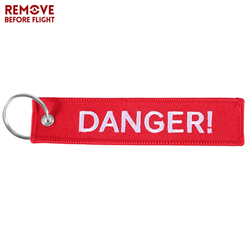 Motorcycles Danger Keychain Embroidery Key Chain for Chaveiro Para Moto and Cars Key Ring  Tag Red Key Fobs Customized Keychains