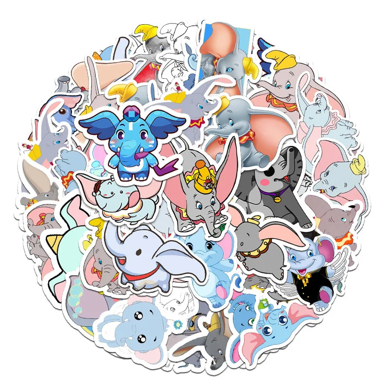 10/30/50PCS Kawaii Dumbo Stickers Aesthetic for Laptop Water Bottle Luggage Waterproof Graffiti Decals Cartoon Kid Sticker Packs