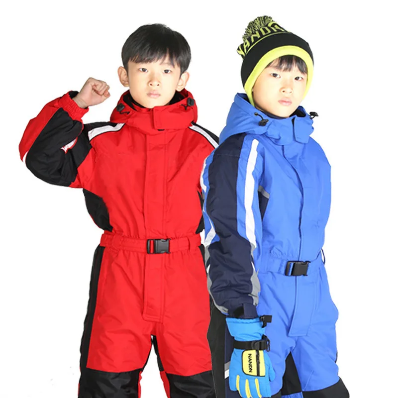 Children's Winter One-piece Ski Suit BOYS Girls CHILDREN'S Thick Warm Snowboard Anorak Pants Suit