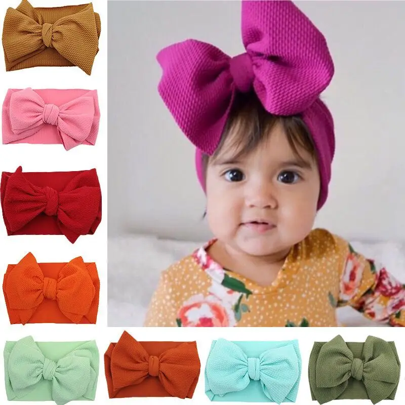 

2019 Large 7inch Adjustable Bows Girls Headband Oversized Bowknot Headwrap Kids Cotton Turban Headband Girl's Headwear 36pc/lot