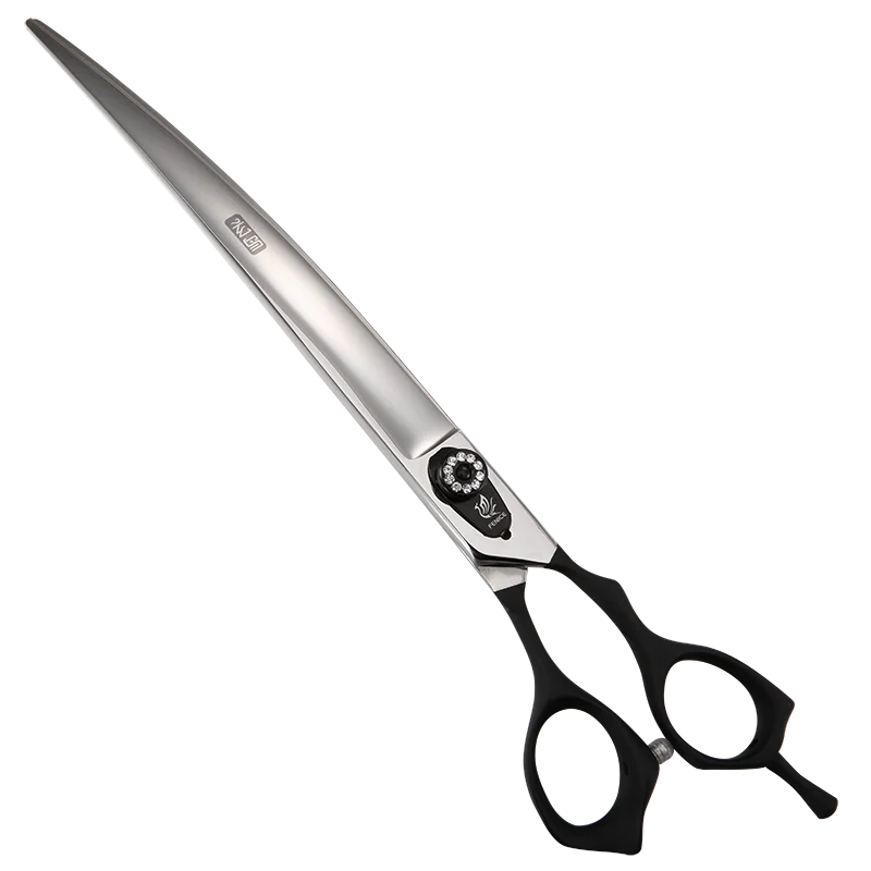 Fenice 7.5/8/9 inch Professional Pet Scissors for Dog Grooming Sharp Dog Cat Curved Shear JP 440C with Black Handle Rhinestone