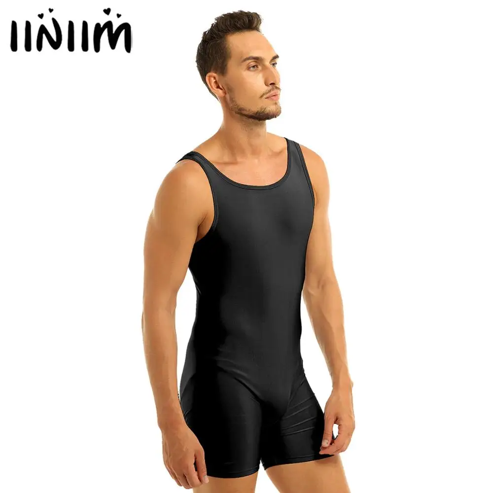 Hot Mens Sleeveless Stretchy Bodycon Gymnastics Jockstraps Bulge Pouc Bodysuit Leotard Dance Biketard Unitard Teddies Clubwear