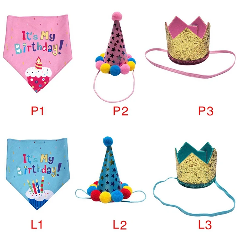 Pet Dogs Caps/Bibs  Cat Dog Birthday Costume Sequin Design Headwear Cap Hat Christmas Party Pets Accessories