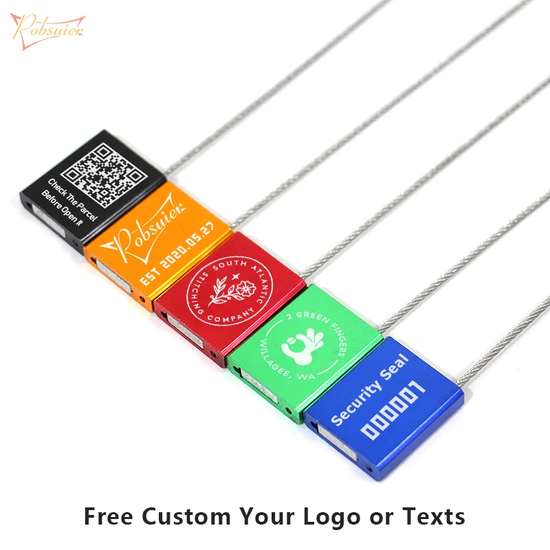 100Pcs Custom LOGO High Security Cable Seals Metal Container Steel Wire Seal Pull Tight Aluminum Shipping Tags for Logisitics