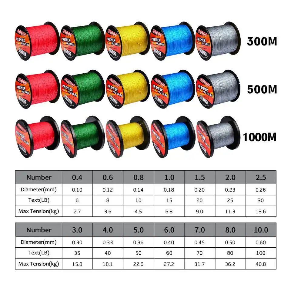 1pc Proberos Premier 300M 500M 1000M Multifilament PE Braided Fishing Line 4 Stand 6LB 30LB 35LB 40LB 50LB 60LB 70LB 80LB 120LB