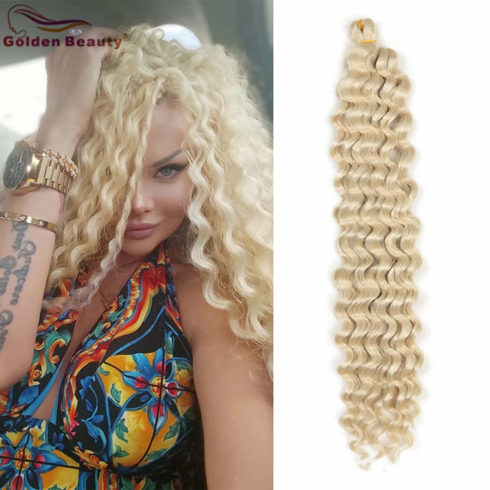 Golden Beauty 28inch Deep Twist Crochet Braiding Hair Twist Braids Pink Grey Brown 22inch Blonde Deep Curly Wave For Black Women