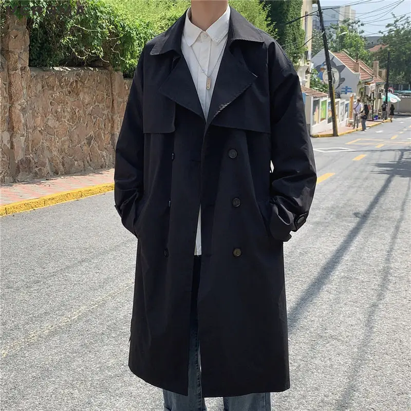 

VERSMA Korean Style Waterproof Long White Trench Coat Men Vintage Men Overcoat Youth Clothes Windbreaker For Men Large Plus Size