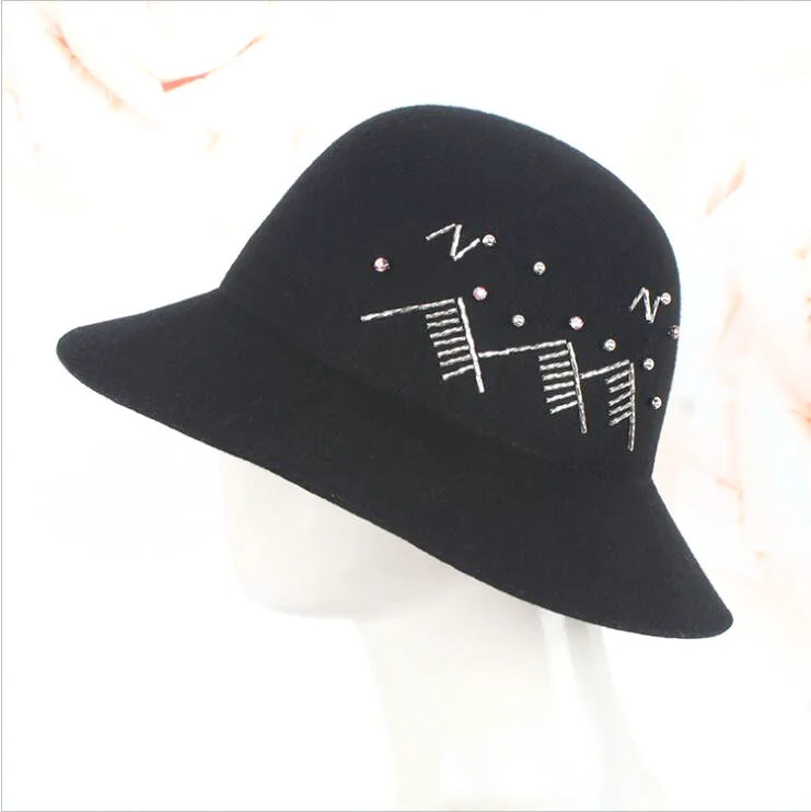 100% Wool Sewing Letter Decoration Bucket Hat Various Winter Hat High Quality Beautiful Comfortable Round 2020 Hats For Women