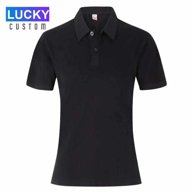 Vrouwen 100% Gekamd Katoen Puur Katoen Korte Mouwen Polo Shirt Custom Gedrukt Borduurwerk Lgoo Effen Kleur Ademend Polo shirt