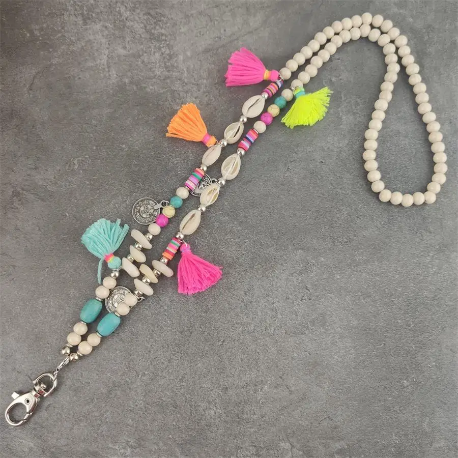 Boho Phone ID Card Badge Holders DIY Fashion Lanyard Keychains Jewelry Accessory for summer beach necklace