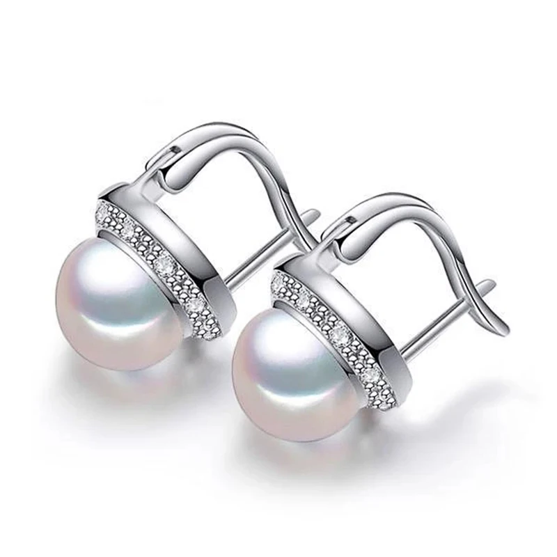 CAOSHI Elegant Women Simulated Pearl Earrings Low-key Luxury Stud Earrings Shiny Zirconia Wedding Accessories Delicate Jewelry