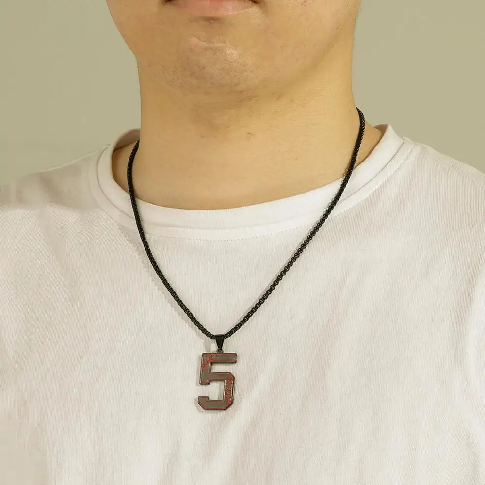 My Shape 0-9 Number Pendant Necklace for Men  Sport Basketball Figure Baseball Pattern Stainless Steel Necklaces Punk Jewelry